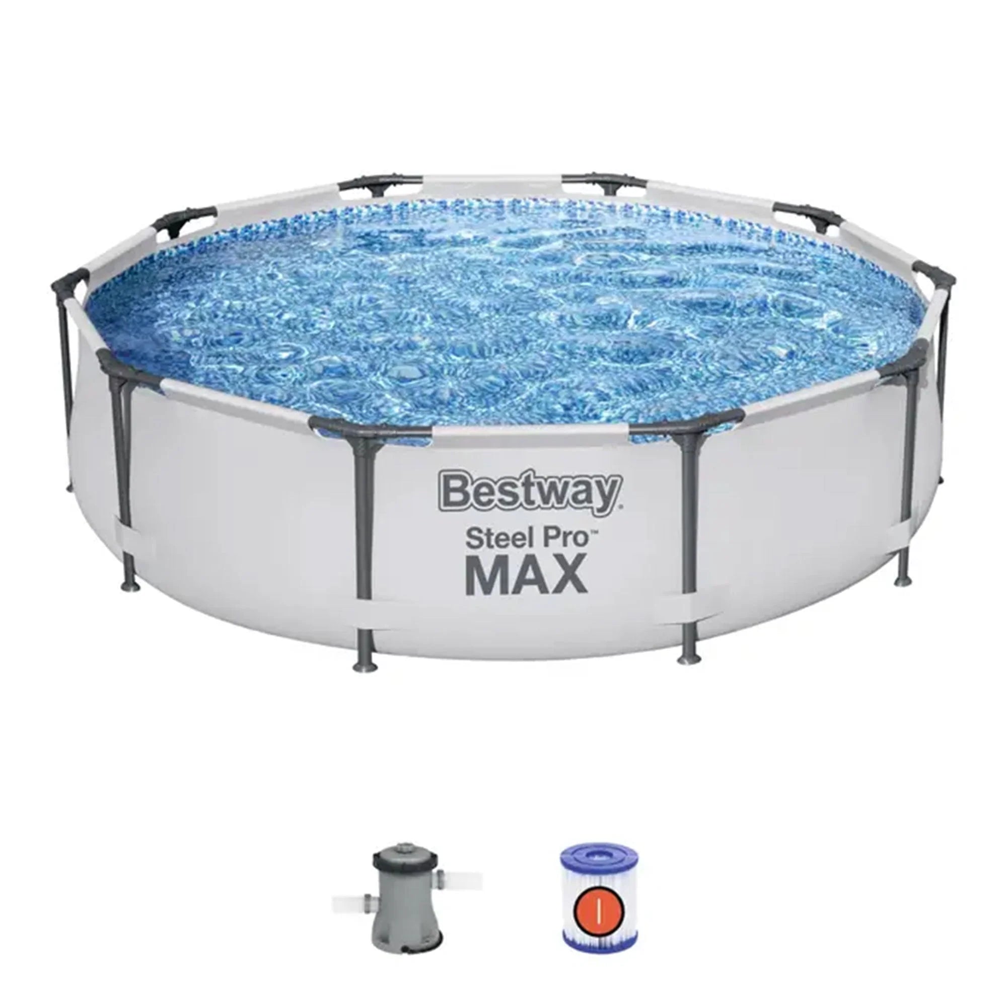Bestway Steel Pro MAX 10’x30in Round Above Ground Swimming Pool With Pump