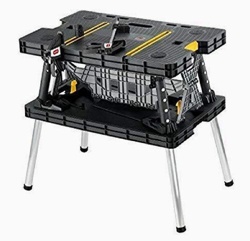 Keter Folding Work Table With 2 12 Inch Clamps, Black/Yellow – 17182239