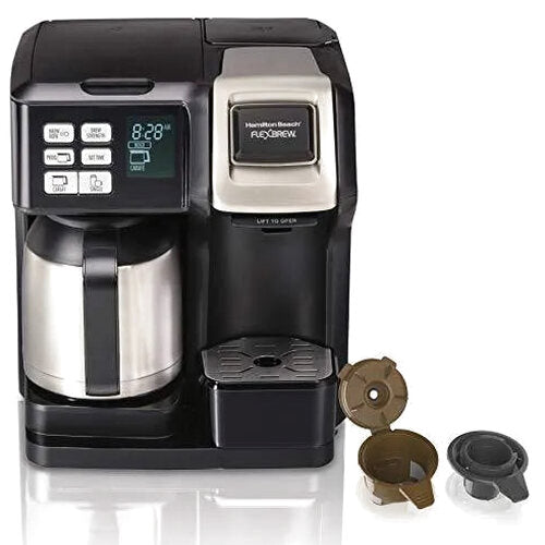 Hamilton Beach FlexBrew Thermal Coffee Maker, Single Serve And 10-Cup Full Pot, Black And Stainless – 49966