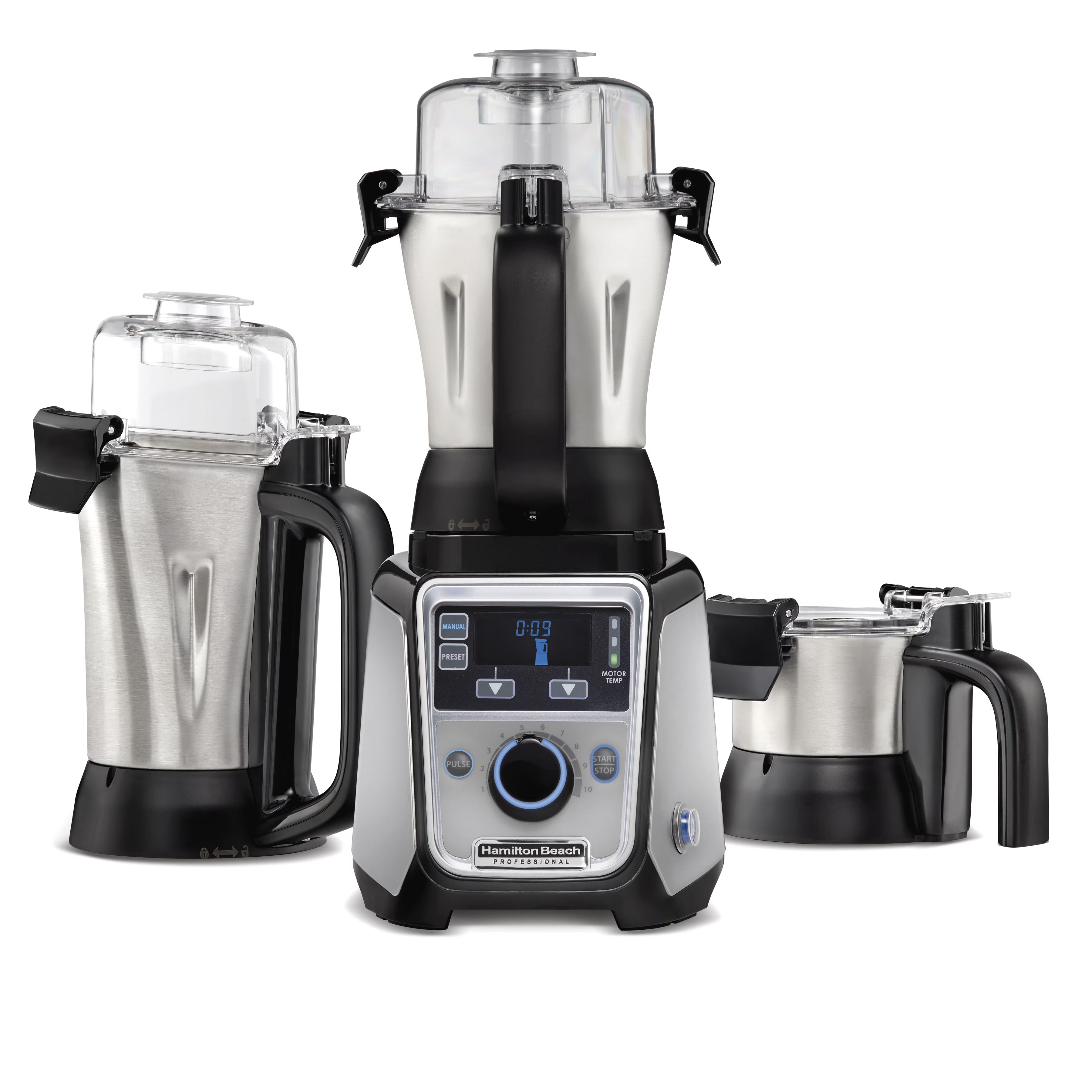 Hamilton Beach Professional Juicer Mixer Grinder 2.2 HP 120V With 3 Stainless Steel Jars, 1.5 Liters – 58770