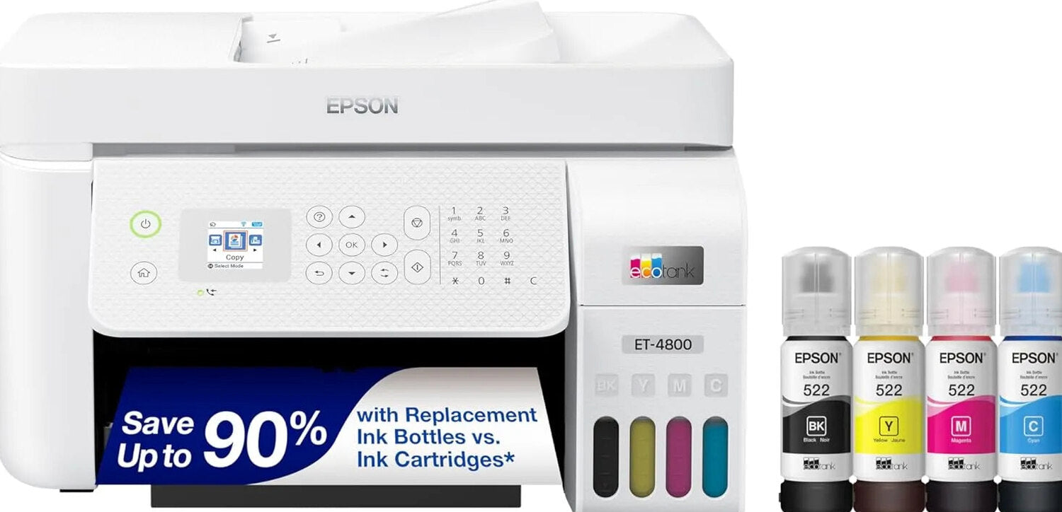 Epson EcoTank ET-4800 Wireless All-in-One Inkjet Printer, White – ET-4800