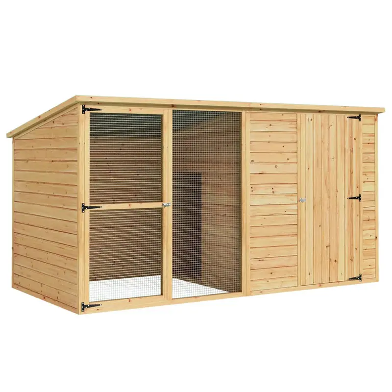 i.Pet Extra-Large Outdoor Wooden Log-Style Dog House With Insulated Bed, 2.28m – Brown