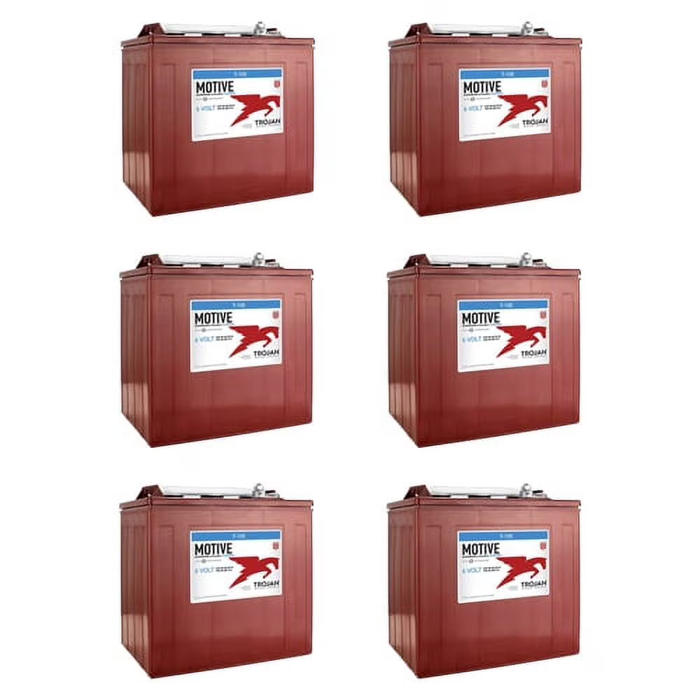 Trojan Battery 6-Volt 225Ah Deep Cycle Golf Cart Batteries, 6-Pack, 36V – T-105
