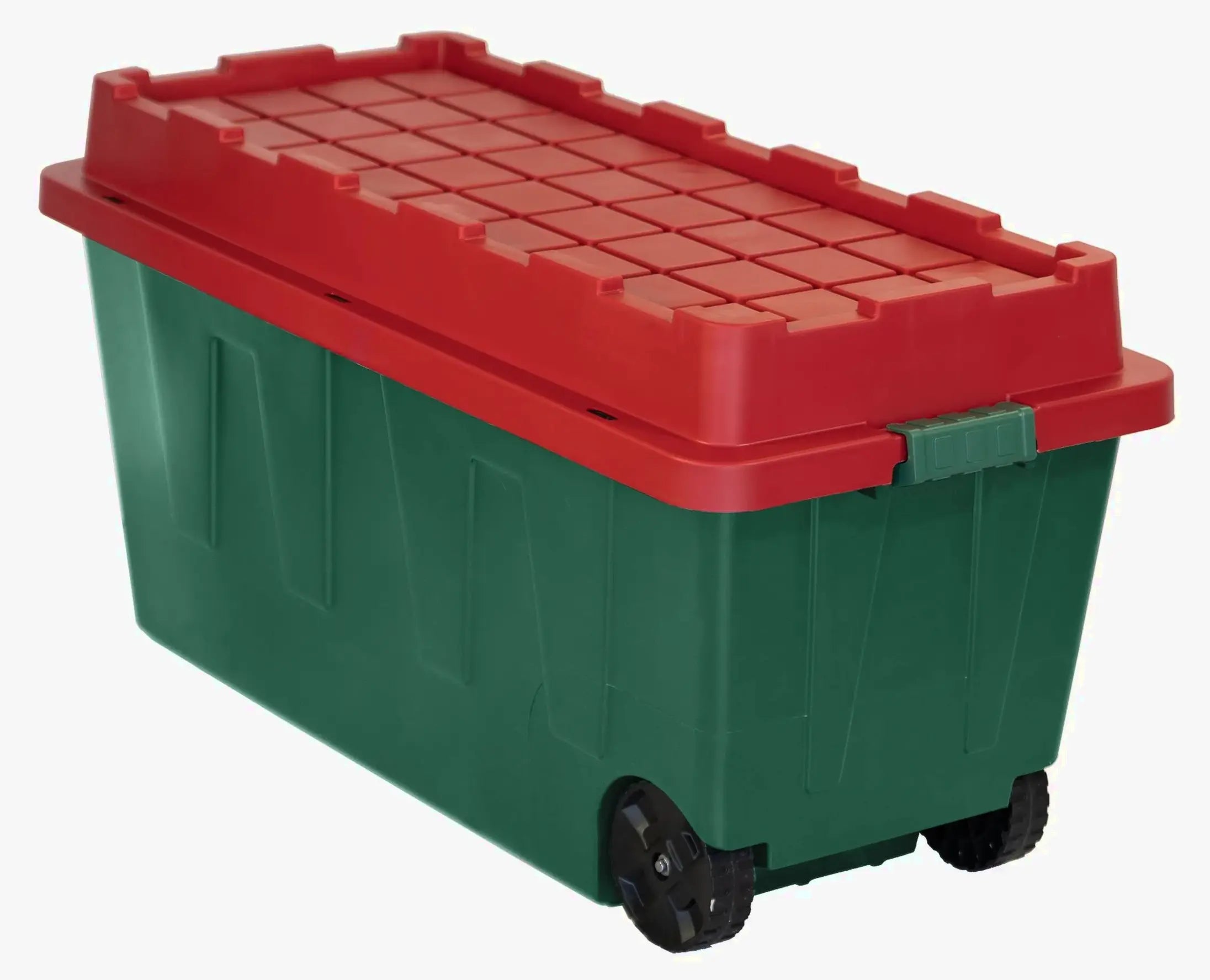 CenTrex 64-Gallon Green Holiday Rolling Storage Tote With Latching Lid – 21.1 x 23.2 x 46.5