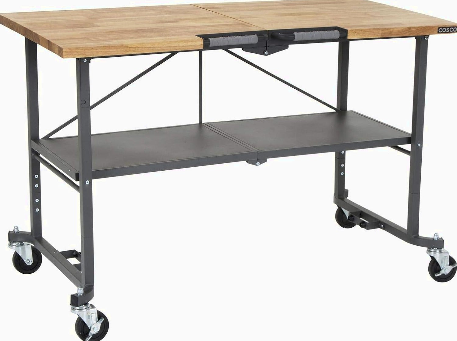 COSCO SmartFold Butcher Block Workbench, 700 lb Capacity, Pine – 66765DKG1E