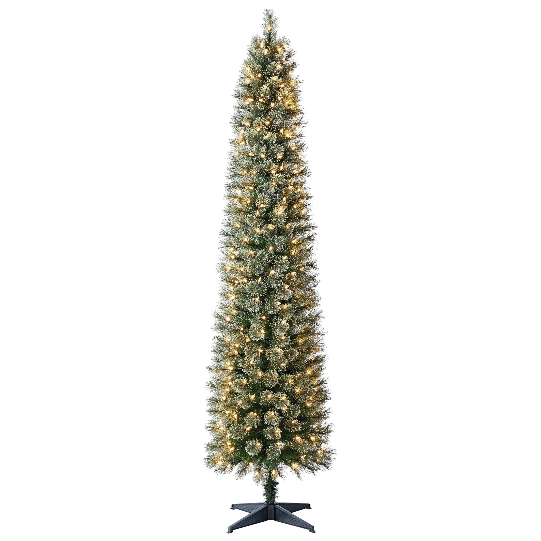 Holiday Time 7 ft Pre-Lit Shelton Pencil Fir Artificial Christmas Tree, Clear LED Lights – Shelton