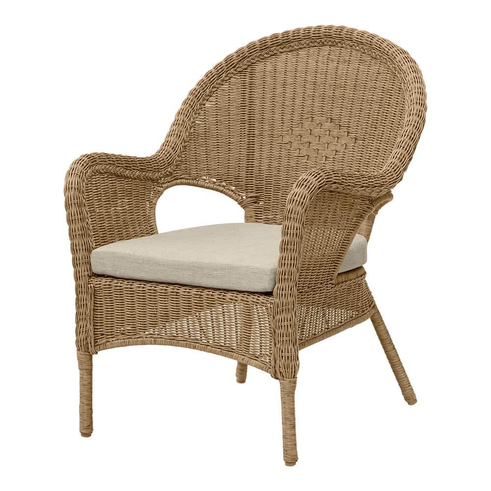 Hampton Bay Rosemont Light Brown Steel Wicker Stackable Outdoor Patio Lounge Chair With Putty Tan Cushion – 65-91-1BR-996