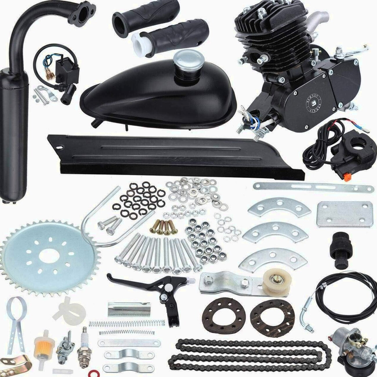Sange 50cc 2-Stroke Petrol Motor Conversion Kit For 26 Inch And 28 Inch Bikes – Black, Air-Cooled