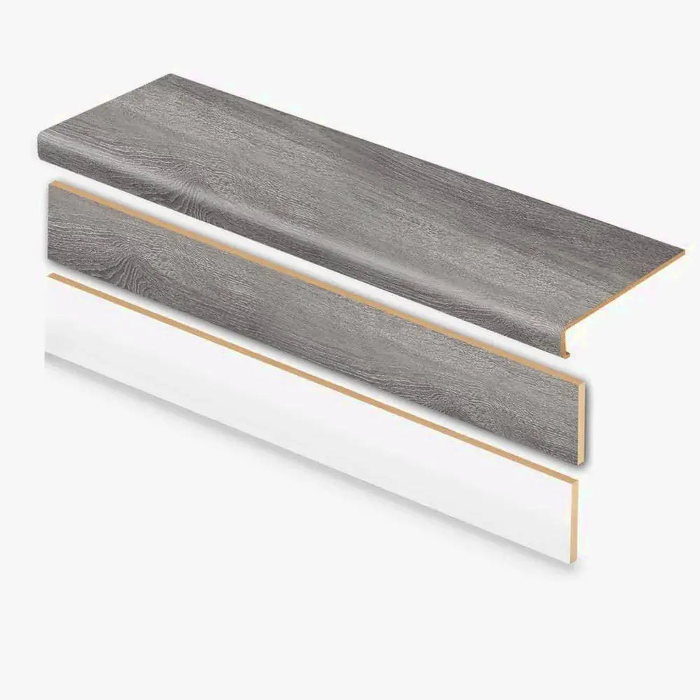 Cap A Tread Laminate Stair Tread And Reversible Riser Kit, Medium, 47in L x 12.15in W x 2.28in T – Aiden Platinm/Alberta Sprc/Baneberry Ok