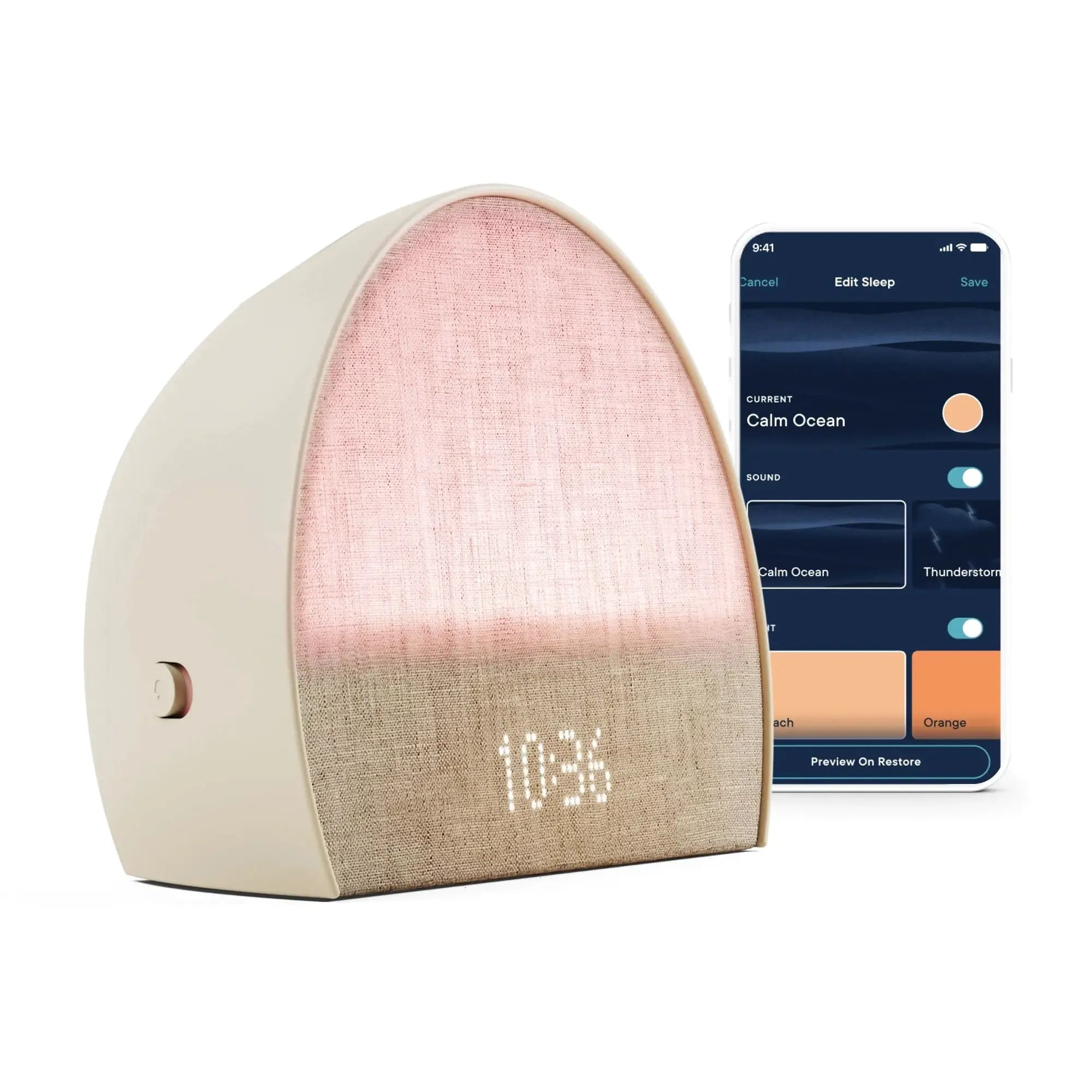 Hatch Restore 2 Bedside Sleep Guide Sunrise Alarm Clock Sound Machine – Putty