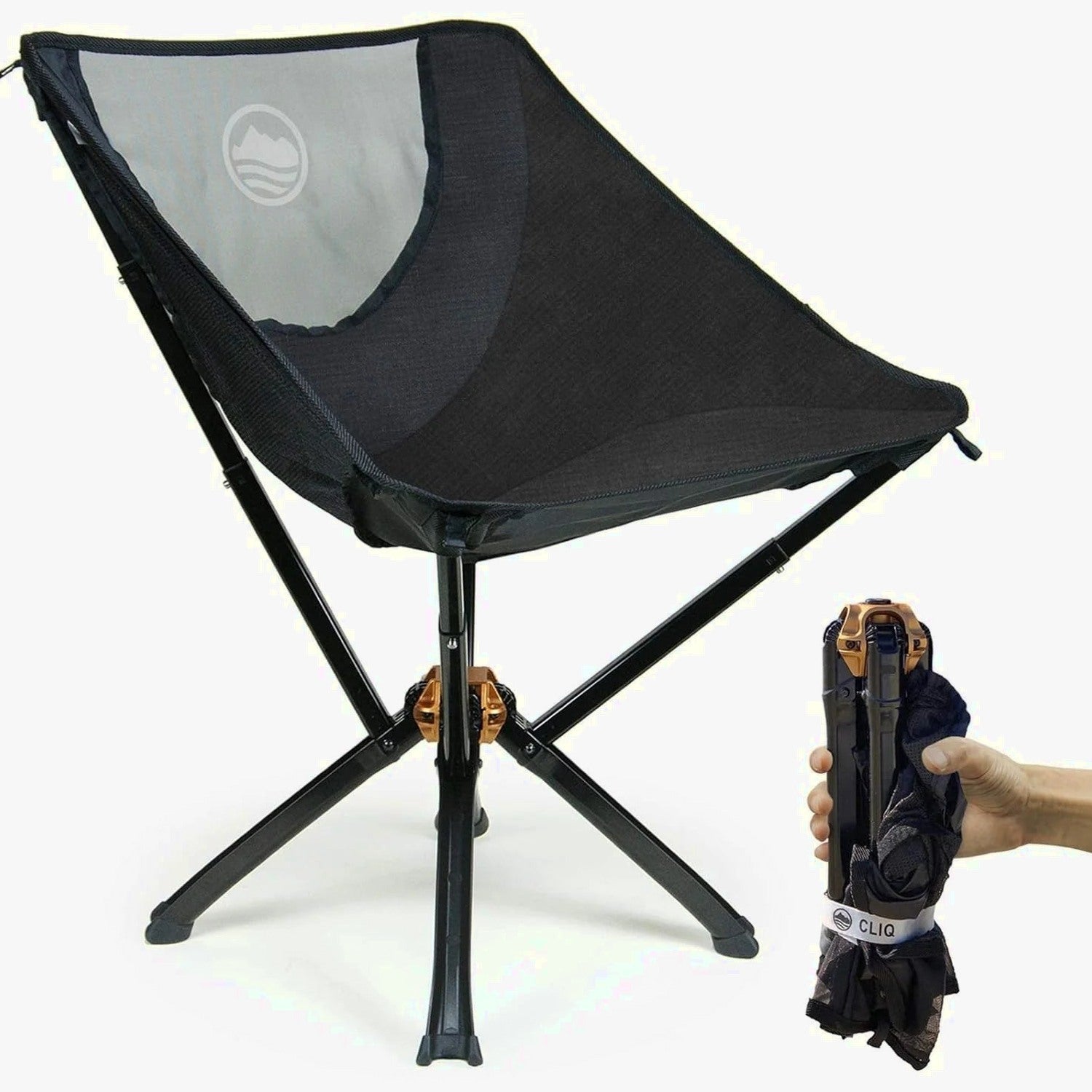 CLIQ Portable Folding Camping Chair, Black, 1 Pack, 300 Lbs – CC01