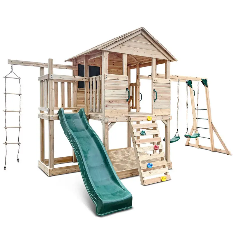 Lifespan Kingston Kids Cubby House Play Centre With 2.2m Green Slide – Kingston