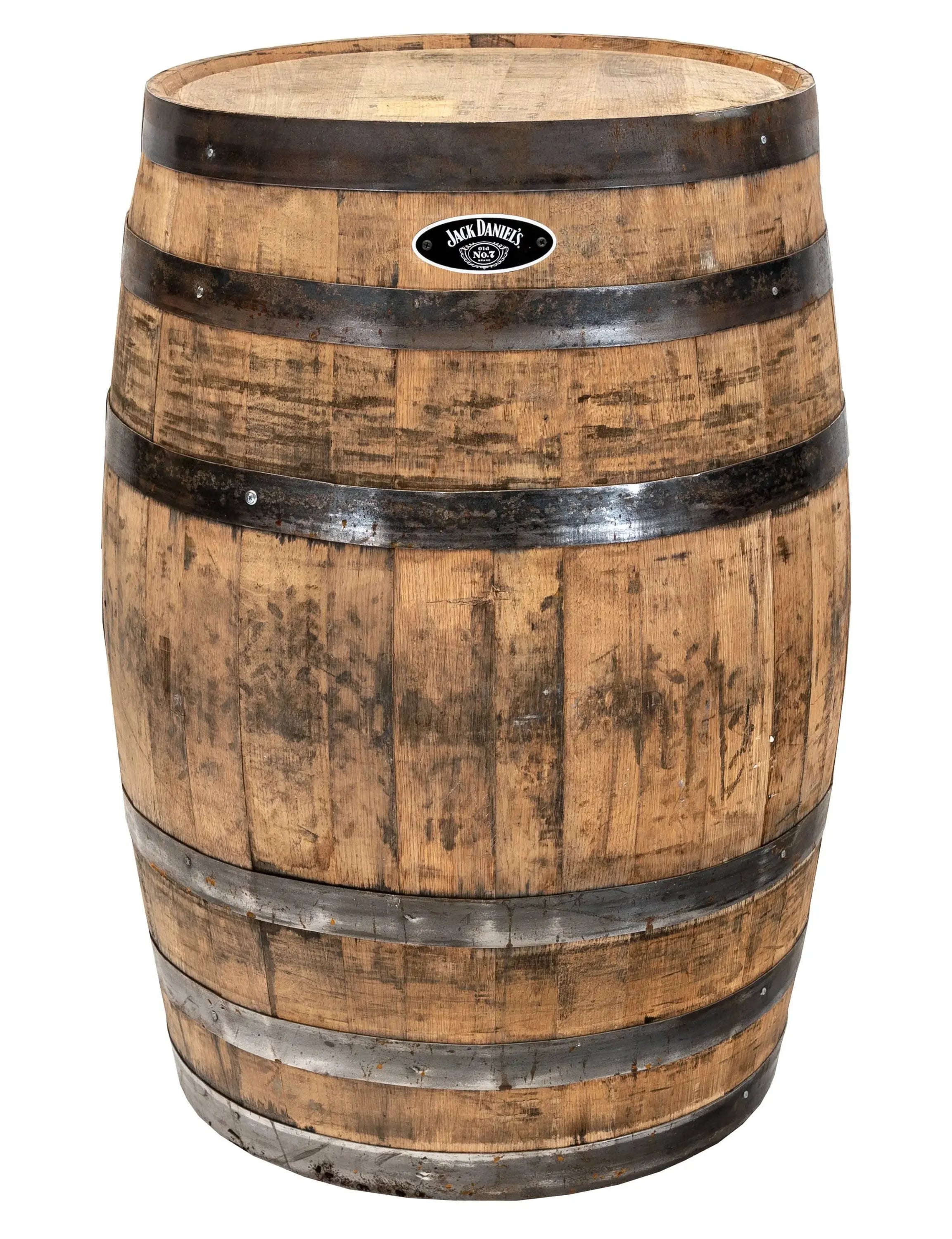 Real Wood Products Jack Daniel’s Oak Whiskey Barrel, 53 Gallon, 35 in H x 26 in D, Barrel Brown