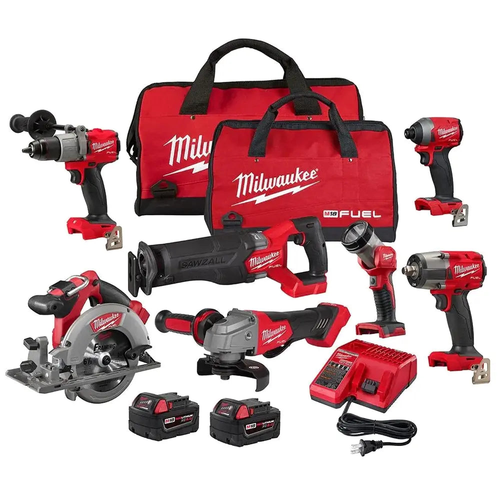 Milwaukee M18 Fuel 18V Lithium-Ion Brushless Cordless 7-Tool Combo Kit 5.0 Ah – 2998-27