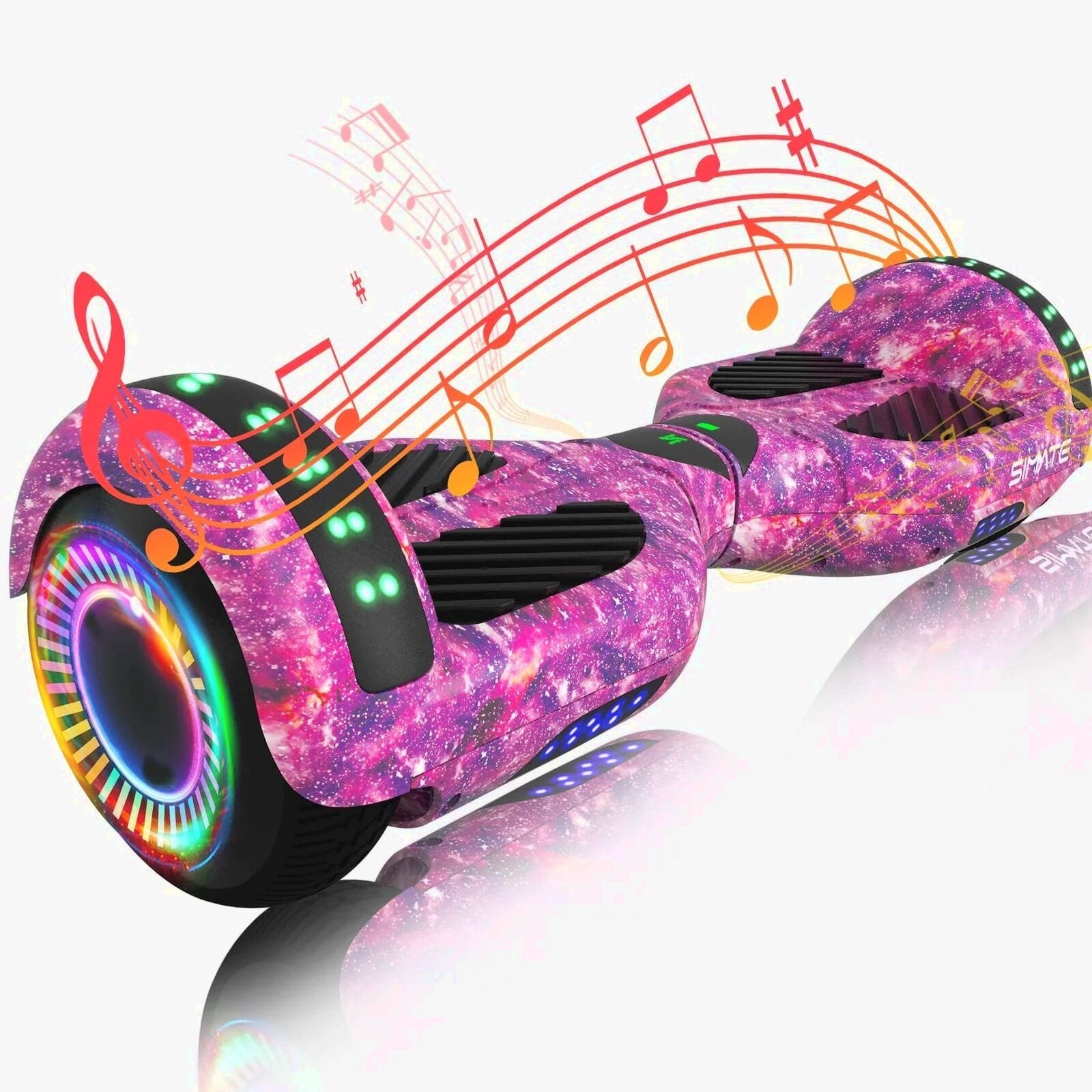 SIMATE 6.5in Self-Balancing Hoverboard With Bluetooth, LED Lights, Galaxy Purple – SIMATE Hoverboard