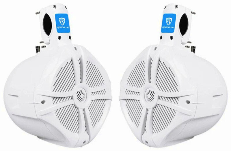 Rockville 8 inch White 2-Way Marine Wakeboard Tower Speaker Pair, 600 Watts – RWB80W