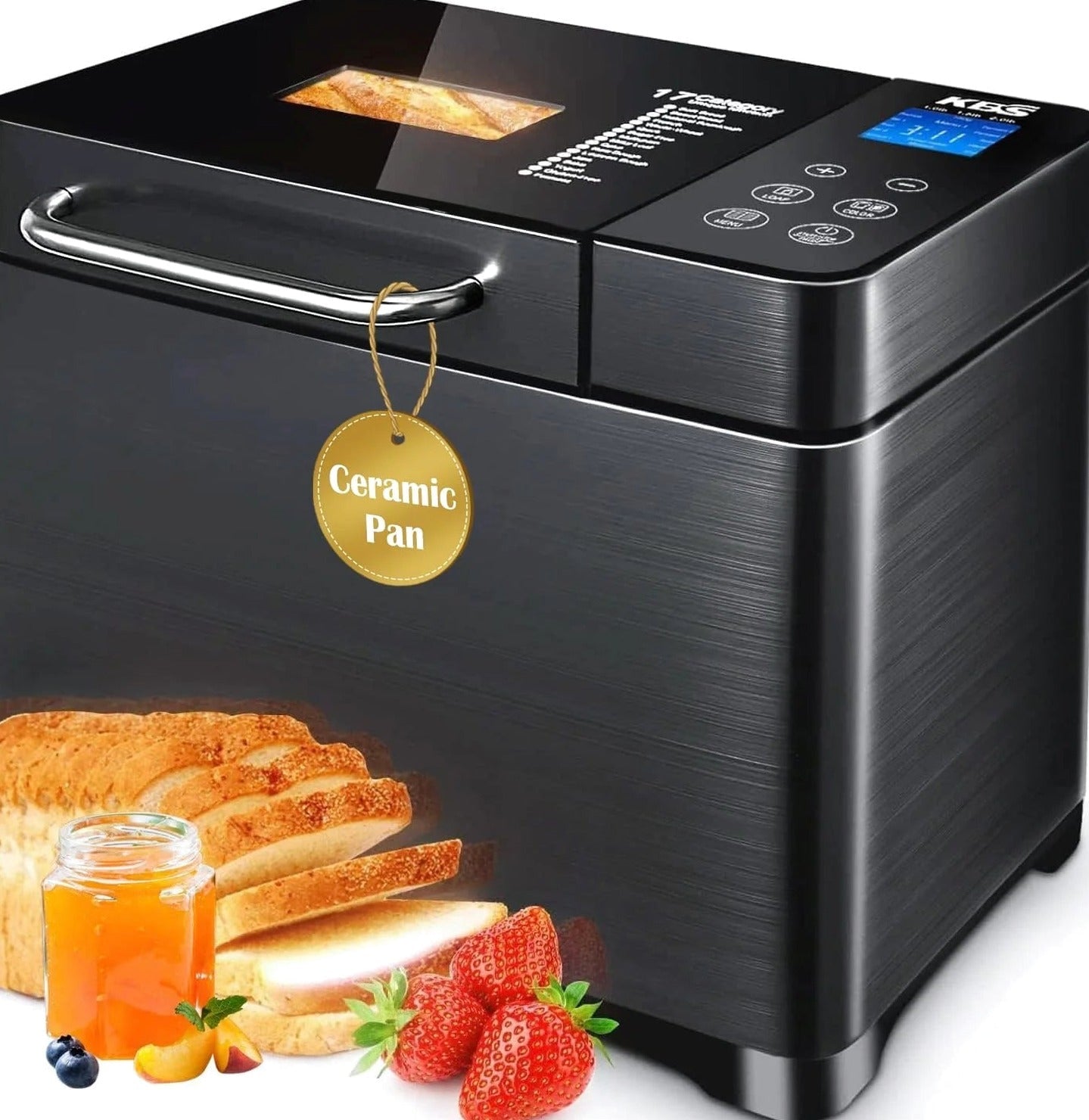 KBS 17-in-1 Stainless Steel Bread Machine, 710W, 2 lb – Dual Heaters