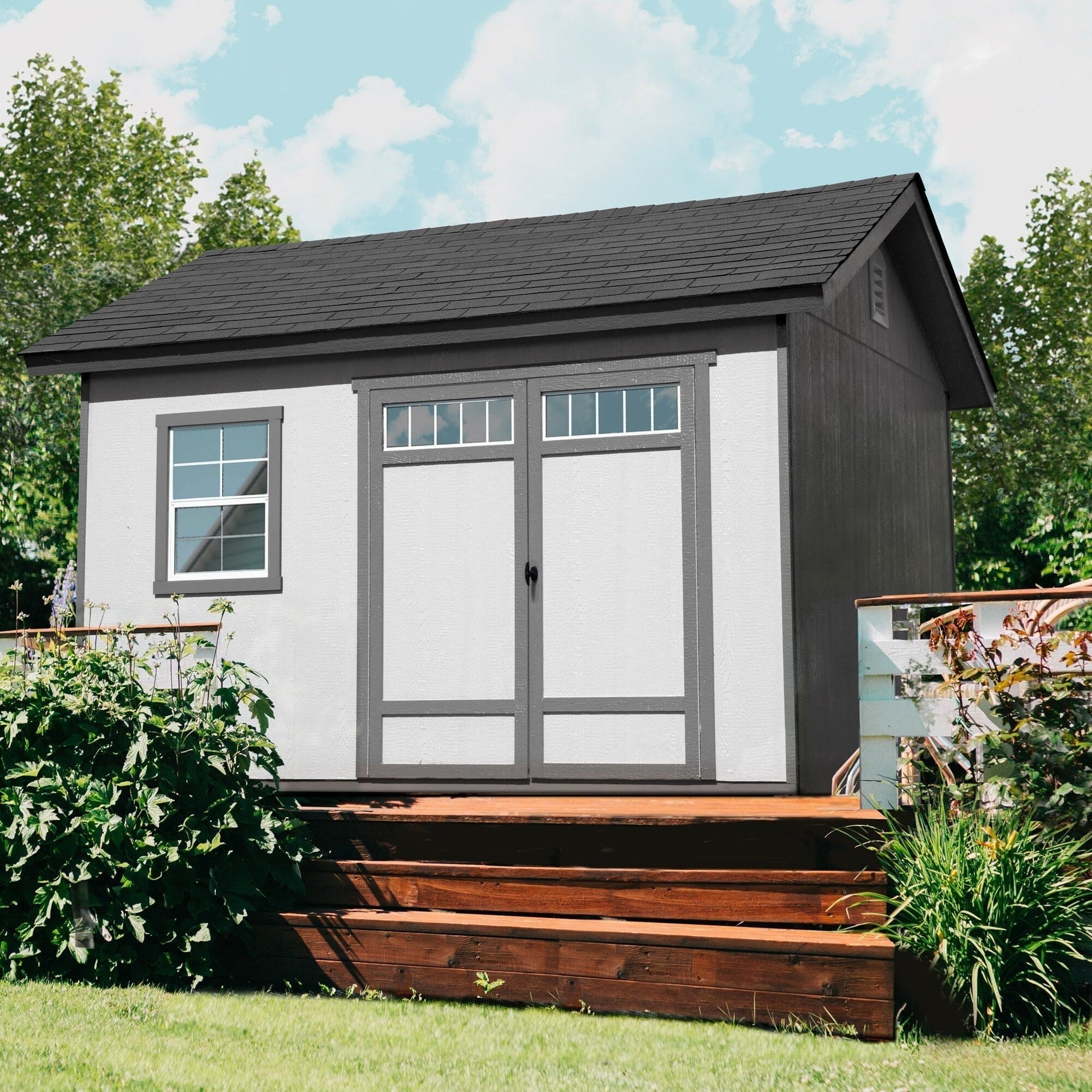 Handy Home Products Beachwood 10 ft. x 12 ft. Wood Storage Shed With Floor