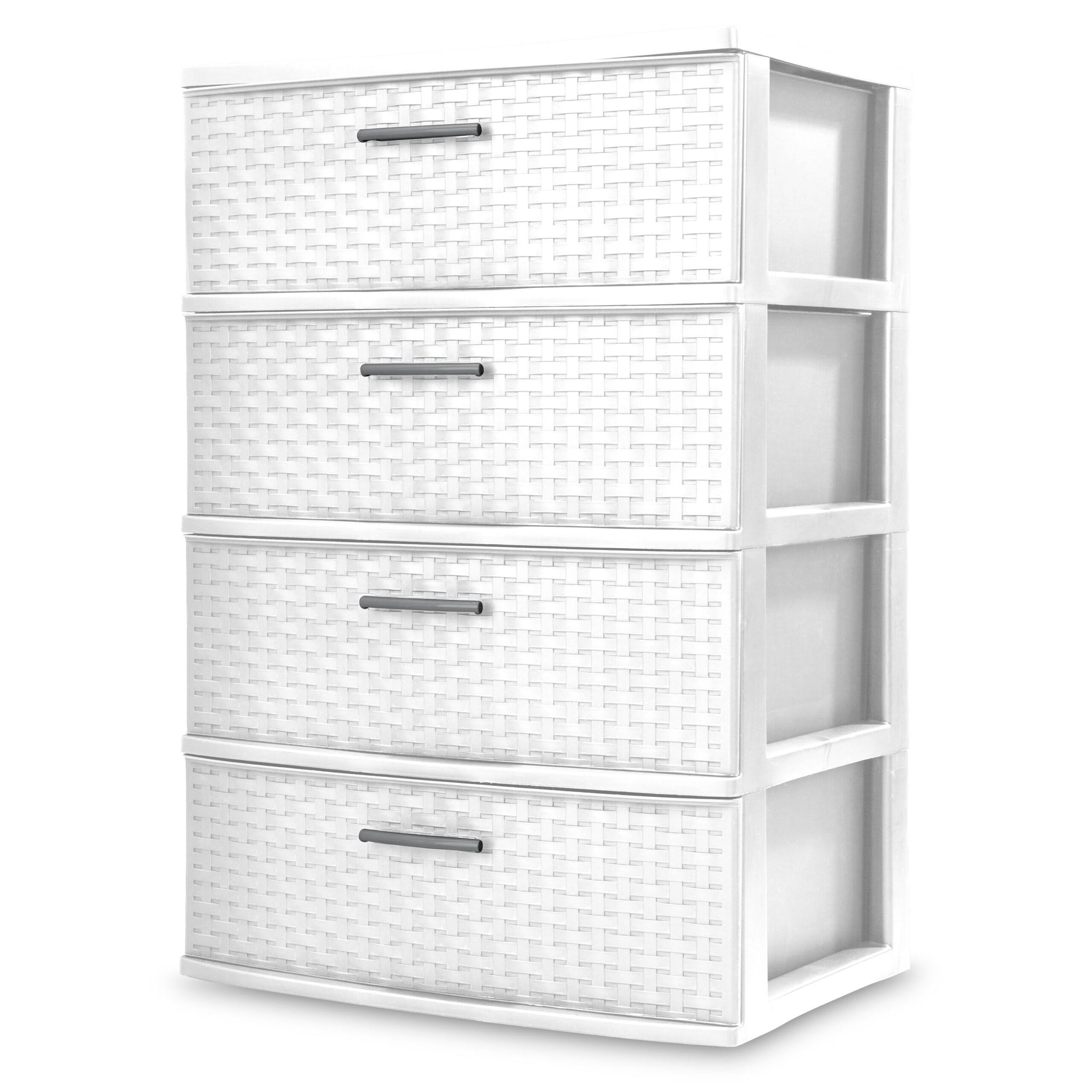 Sterilite 4 Drawer Wide Weave Tower White – 15 7/8 inch D x 21 7/8 inch W x 31 3/4 inch H
