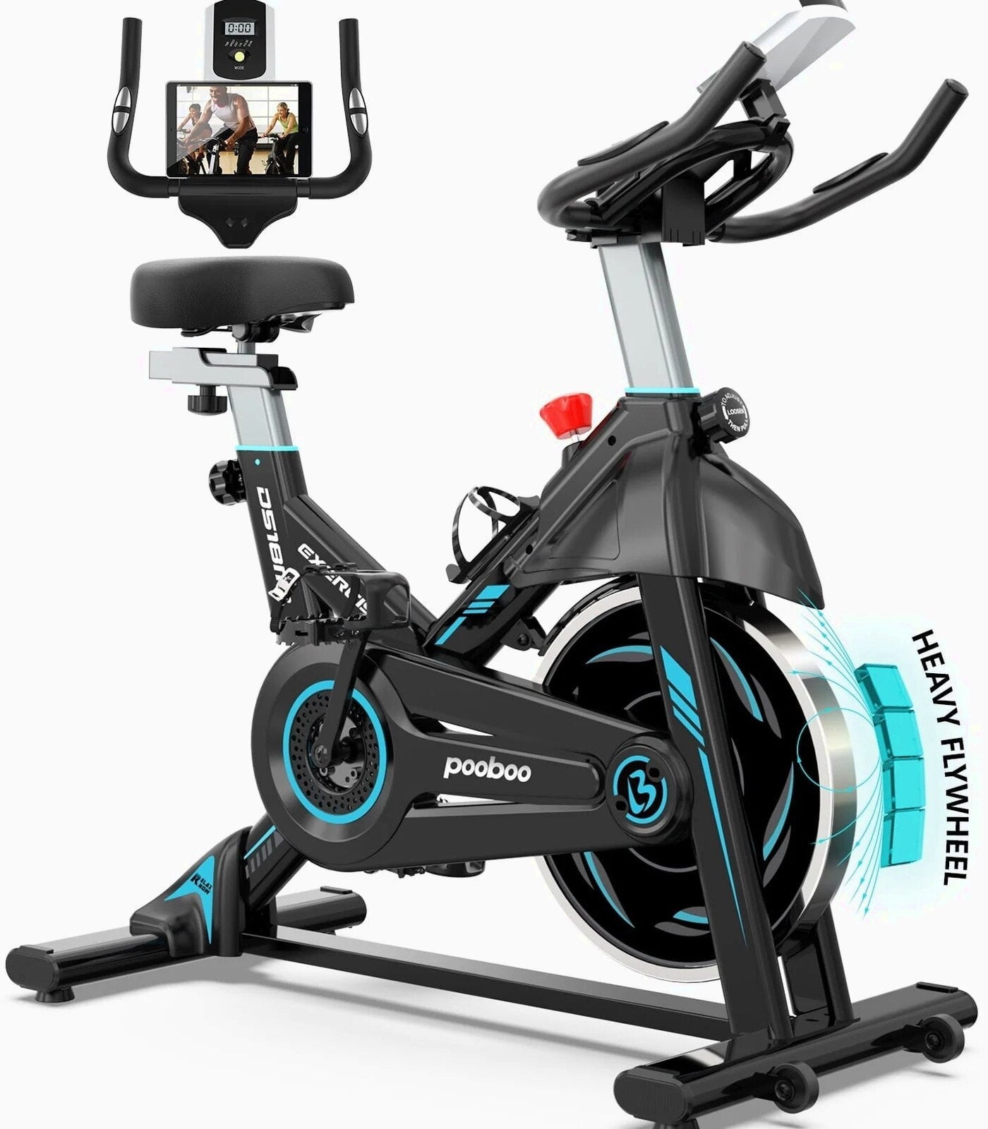 Pooboo Indoor Cycling Bike With 40lb Flywheel And 350lb Capacity – D518M1