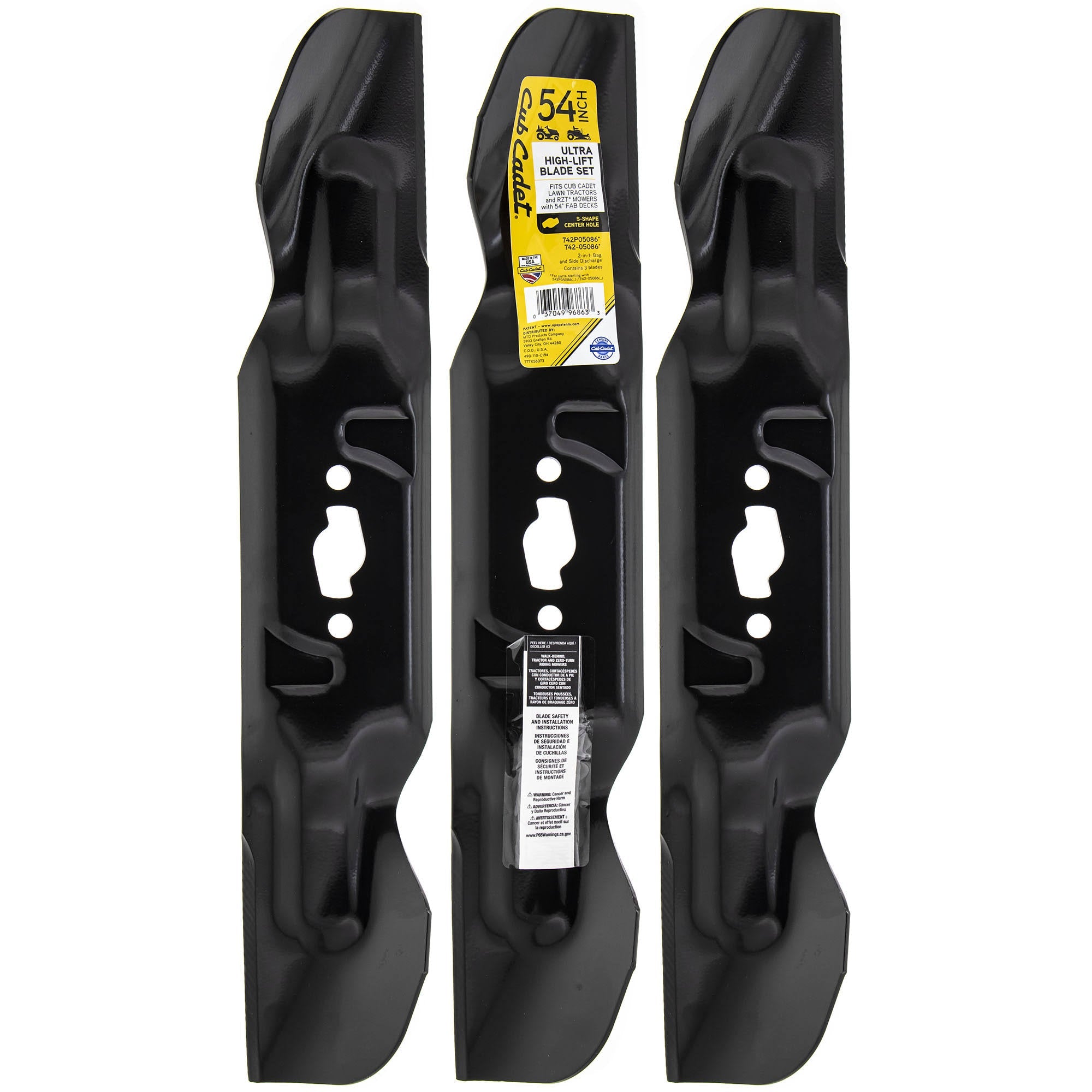 Cub Cadet Ultra High Lift Small S-Blade, 54 in., 3 Count – 490-110-C194