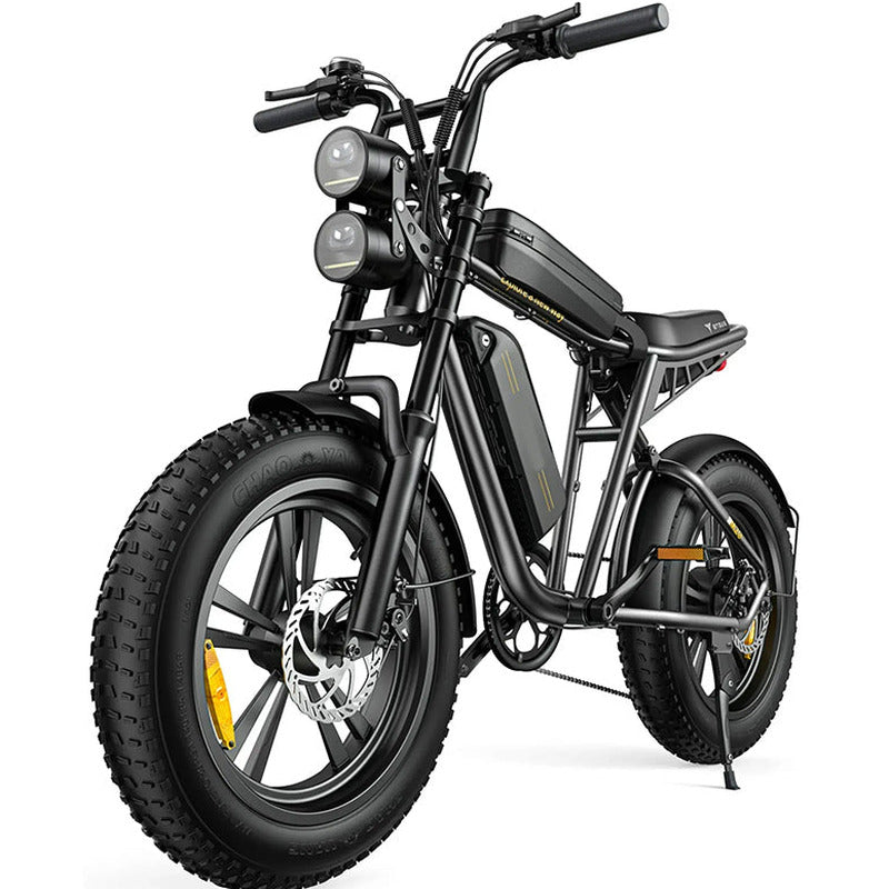 Retro-Style Adult Electric Bike, 1000W, 28 Mph, 94 Miles Range, 20in x 4.0in Fat Tires, Full Suspension – M20
