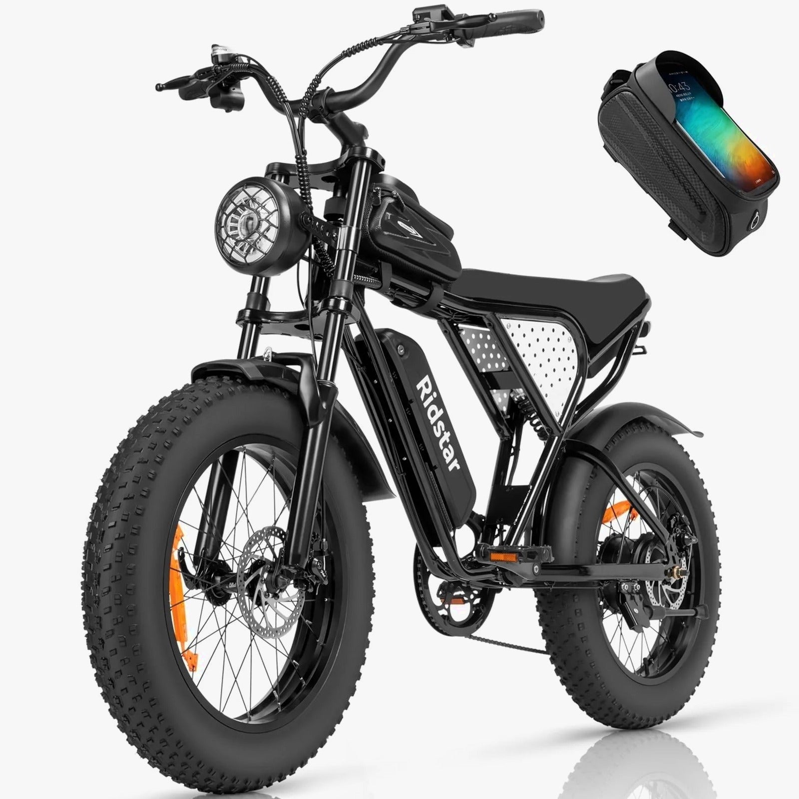 Ridstar Electric Mountain Bike 1200W 48V 15.6Ah 20in Fat Tire Black – Q20