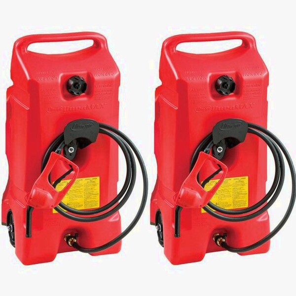 Scepter Flo N’ Go DuraMax 14 Gallon Portable Fuel Tank With Pump, 2 Pack, Red