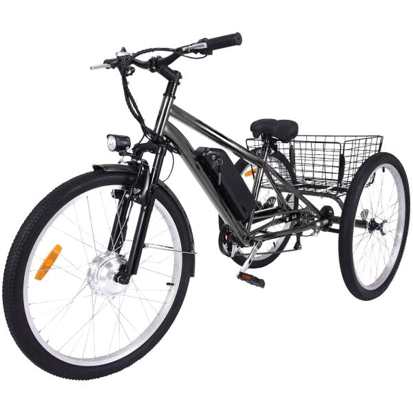 26 Inch Adult 3 Wheel Electric Tricycle With Basket, Fat Tires, 7 Speeds, 350W Motor, 36V 10Ah Battery – BICYCLE