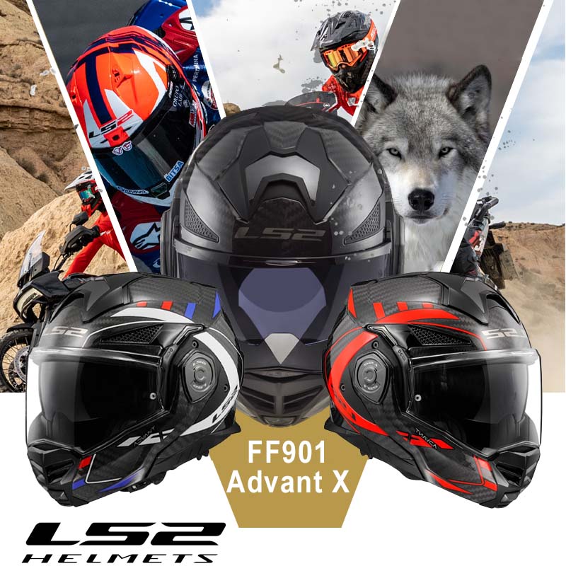 LS2 Carbon Fiber Flip-Up Motorcycle Helmet – FF901 Advant X+