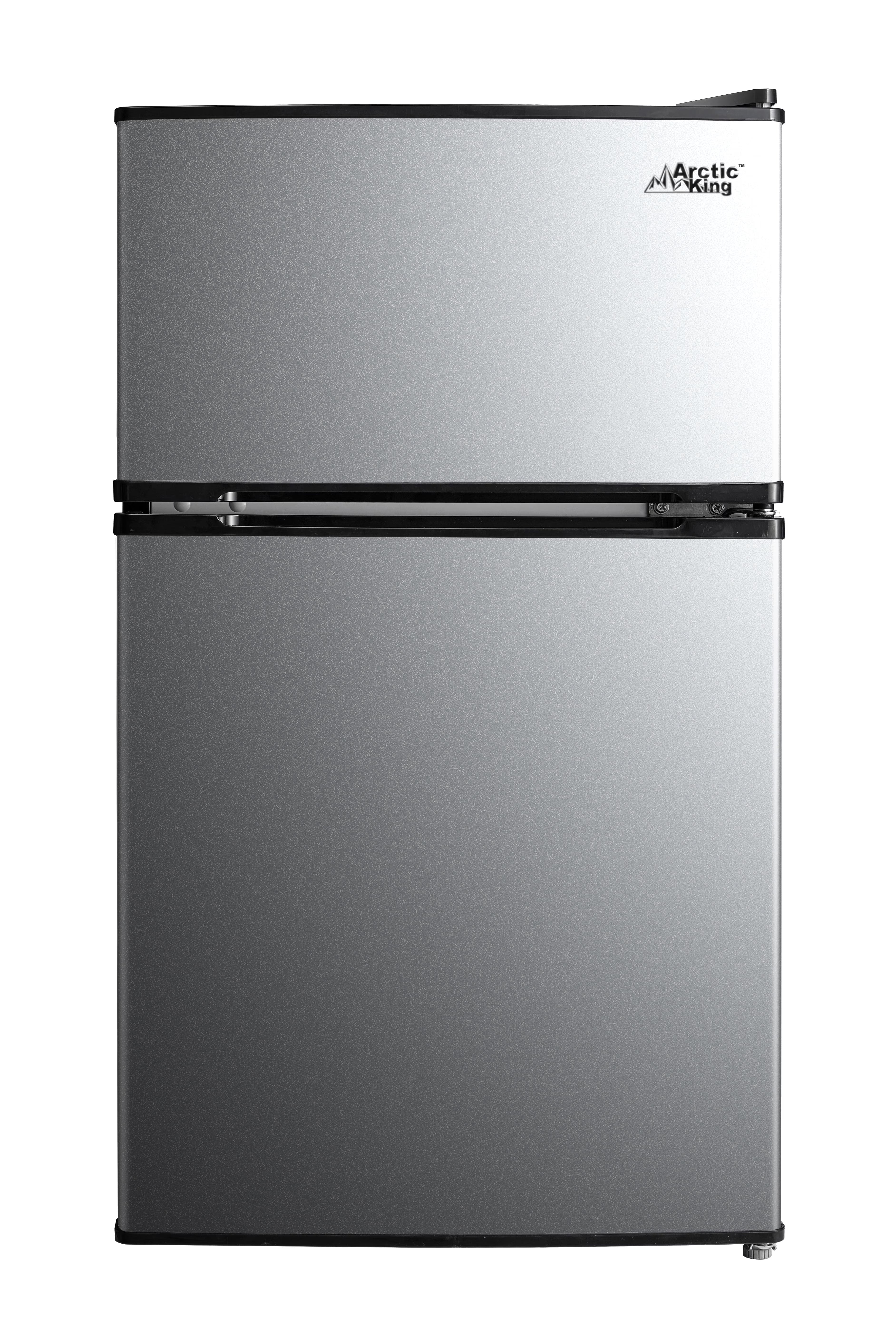 Arctic King Two-Door Mini Fridge With Freezer, 3.2 Cu. Ft., Stainless Steel