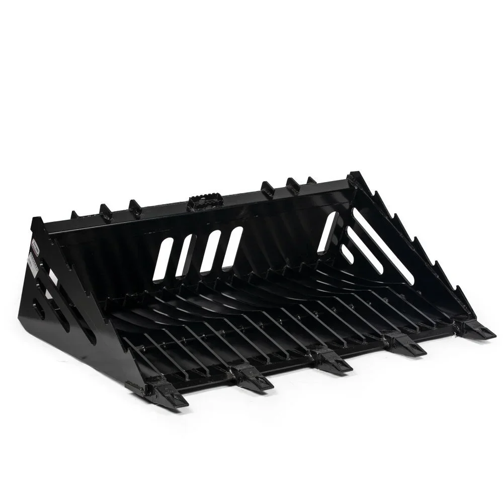 Titan Attachments 60in Skeleton Rock Bucket With Bolt-On Teeth And Skid Steer Quick Tach