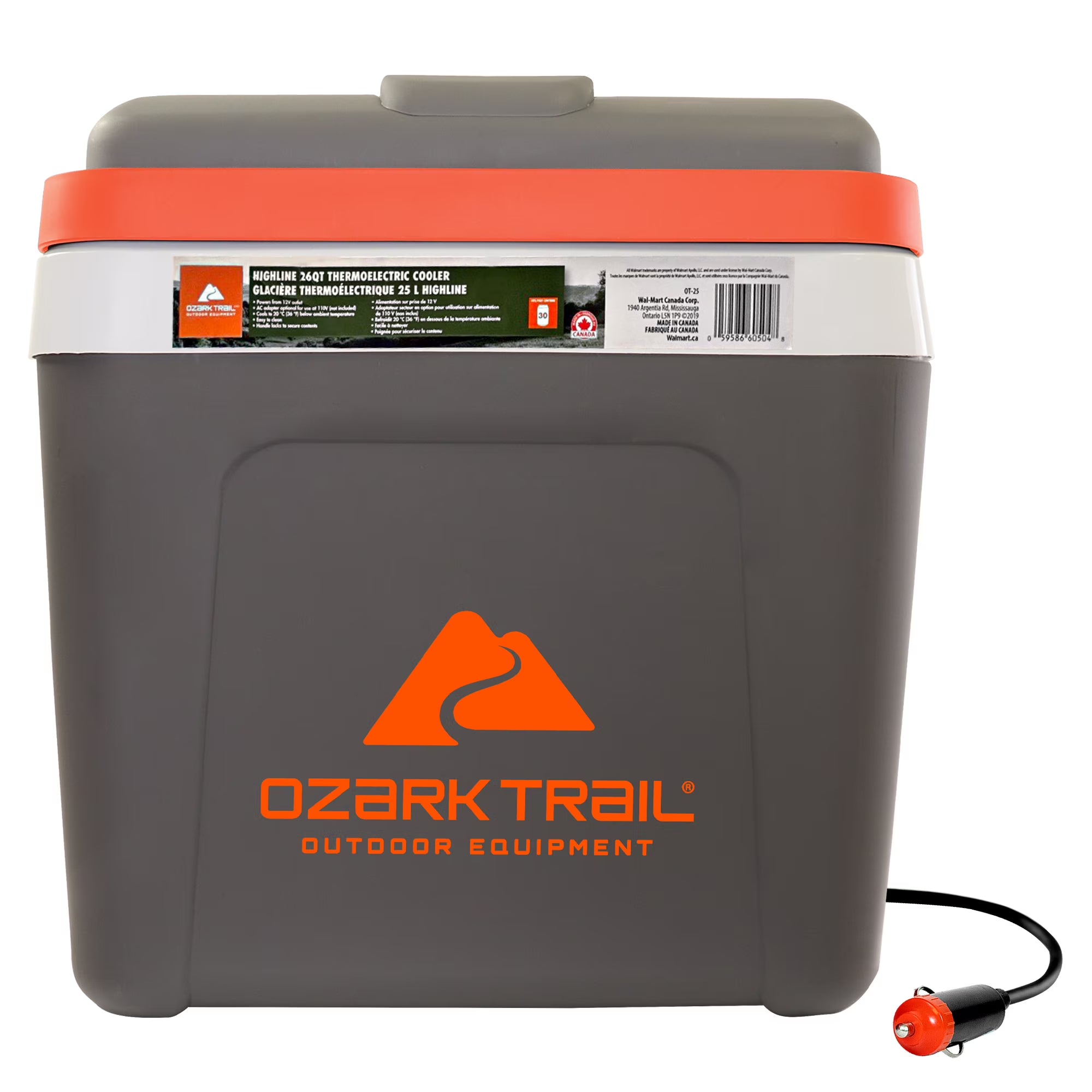 Ozark Trail 12V Iceless Electric Cooler, 26QT / 24L, 30 Cans, Grey – Highline