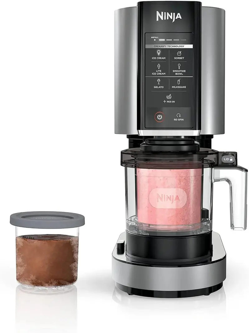 Ninja CREAMi Ice Cream Maker, 7 One-Touch Programs, 2 16-oz Pints, Silver – NC301