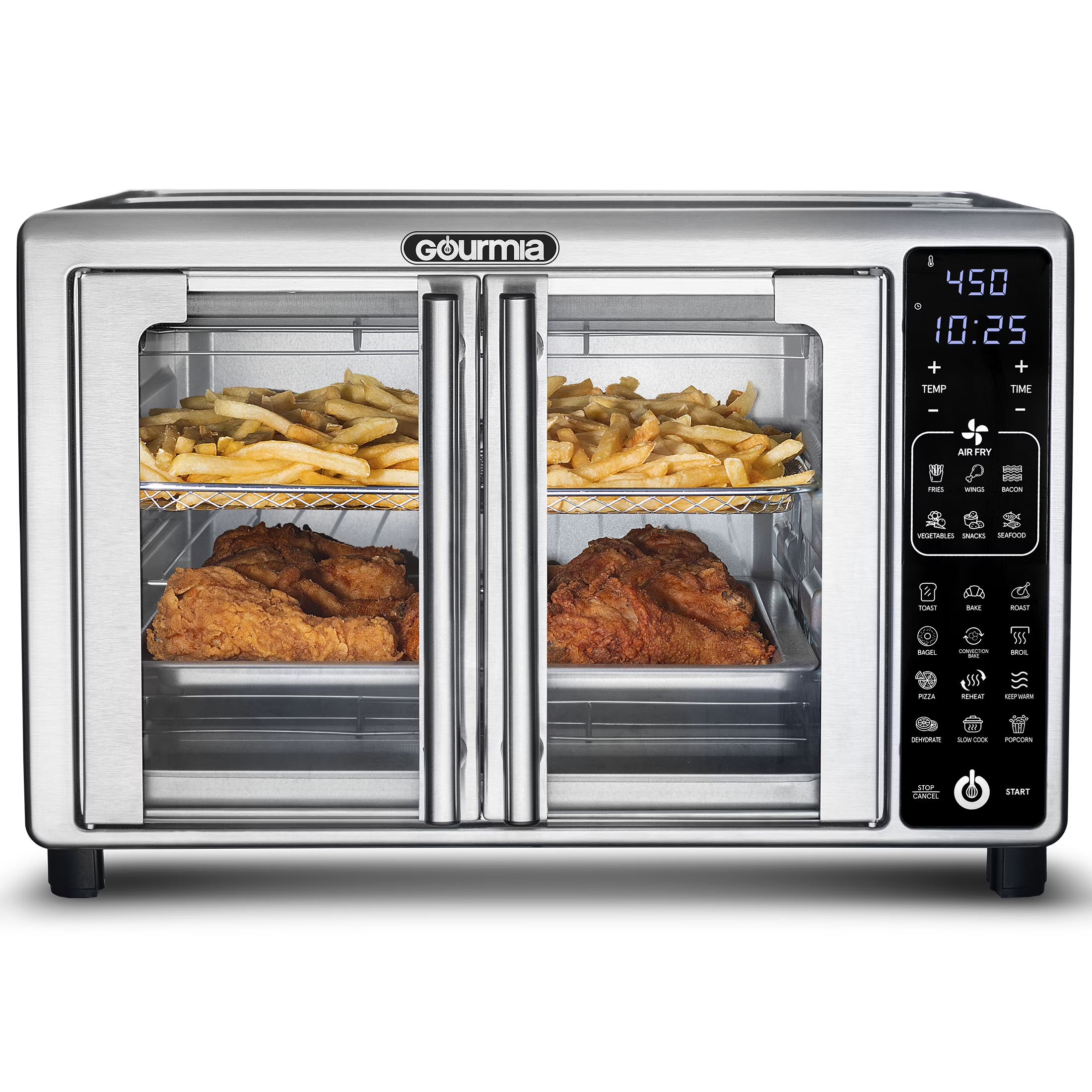 Gourmia French Door Digital Toaster Oven Air Fryer, 6-Slice, 24L, Stainless Steel – GTF2440