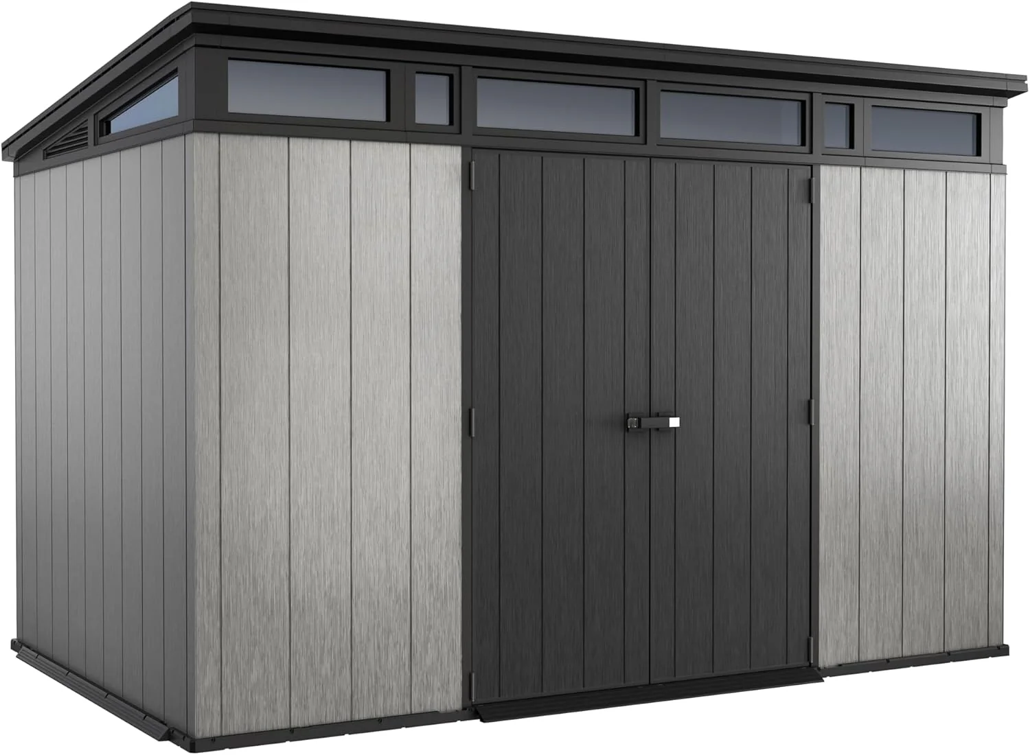 Keter Artisan 11×7 Modern Resin Outdoor Storage Shed Kit – Grey & Black