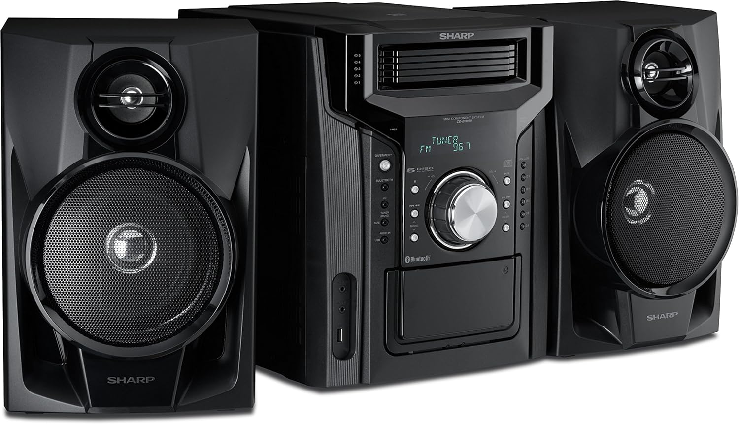 Sharp 240W 5-Disc Mini Shelf Speaker System With Cassette And Bluetooth – CD-BH950