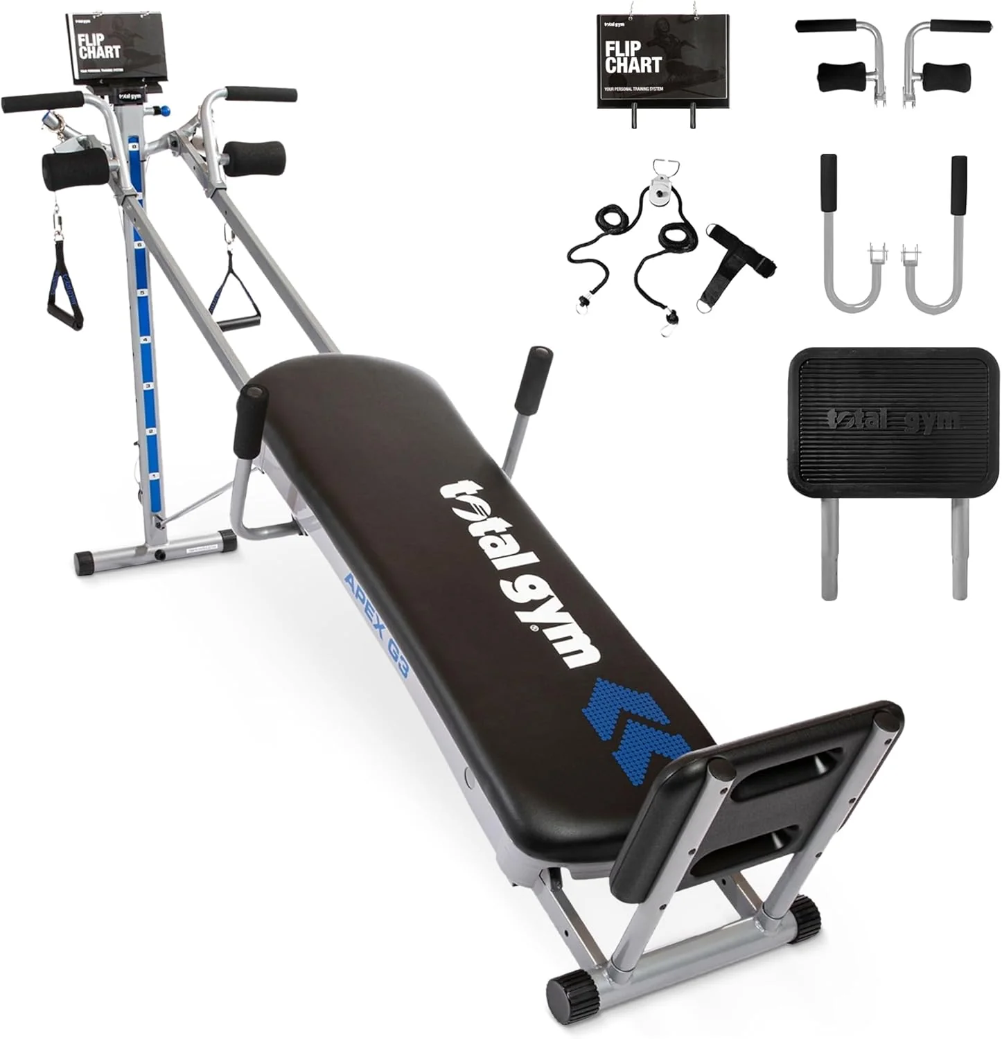 Total Gym Full Body Workout System, 8 Resistance Levels, Black – APEX