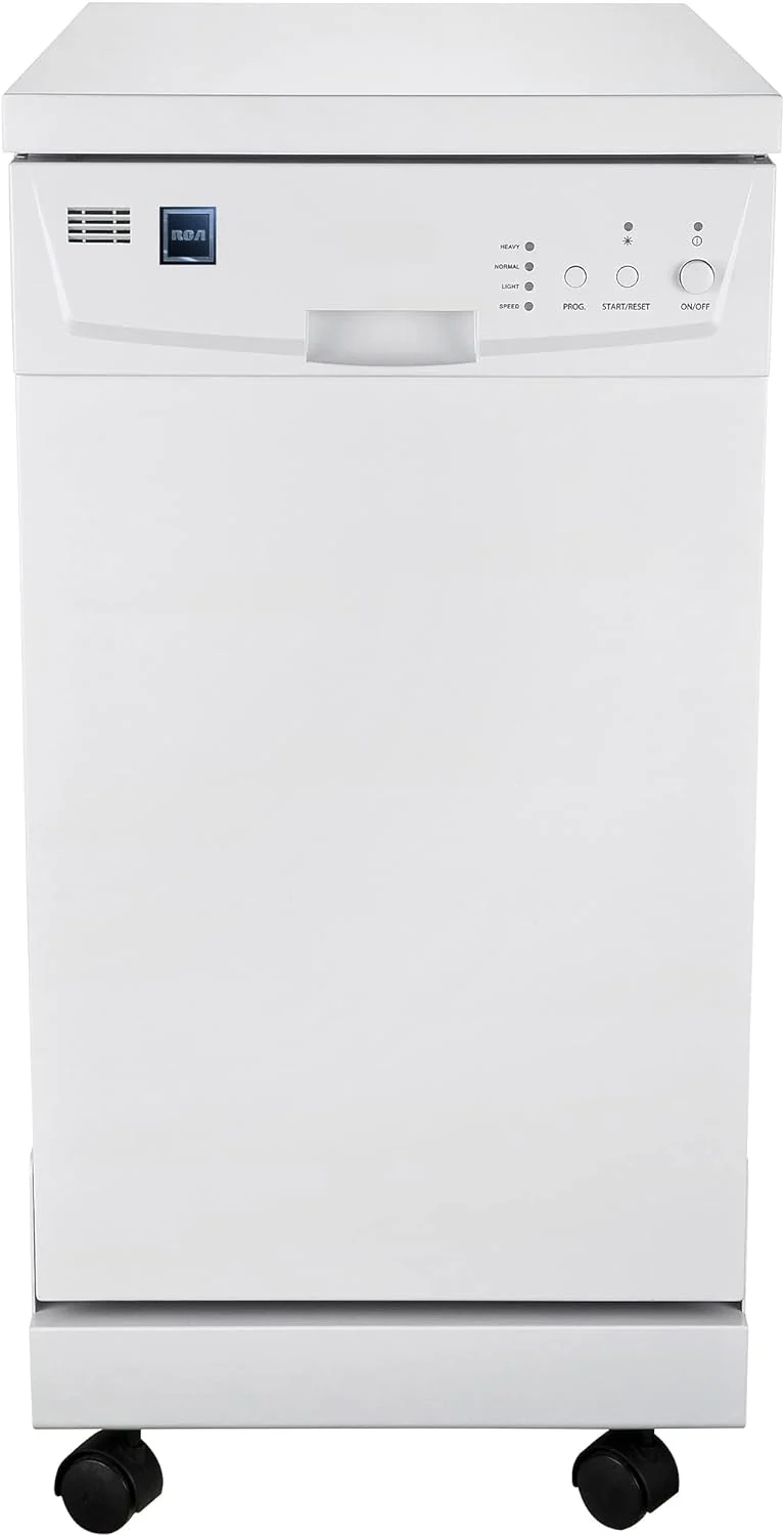 RCA Portable Dishwasher, 18in Wide, 8 Place Settings, White – RDW1809-WHITE
