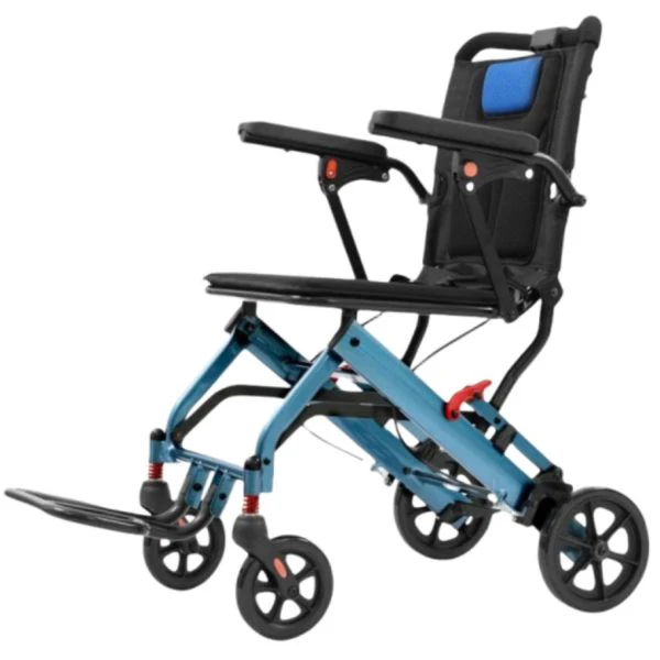 Ultra-Light Portable Folding Transport Wheelchair With Handbrake, 16.5 lbs, 220 lbs Capacity, 34.2 x 32.6 Unfolded Dimensions