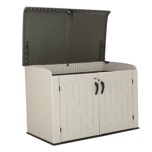 Lifetime Horizontal Storage Shed, 75 Cubic Feet, Black/Tan/Brown – 60170