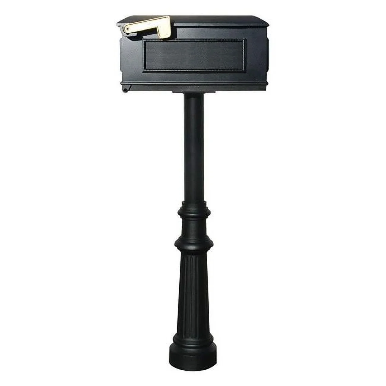 Hanford Twin No Scrolls Black Mailbox Post System With Mounting Plate – 70 x 22 x 20 in
