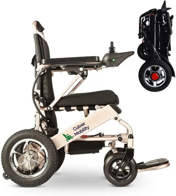 Culver Mobility Folding Electric Power Wheelchair – Silver, 17.5 inc