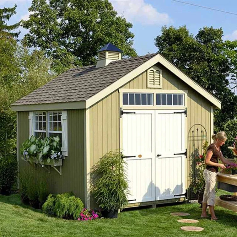 Colonial Williamsburg Storage Shed 10 ft. W x 16 ft. D Solid And Manufactured Wood – Primed Tan