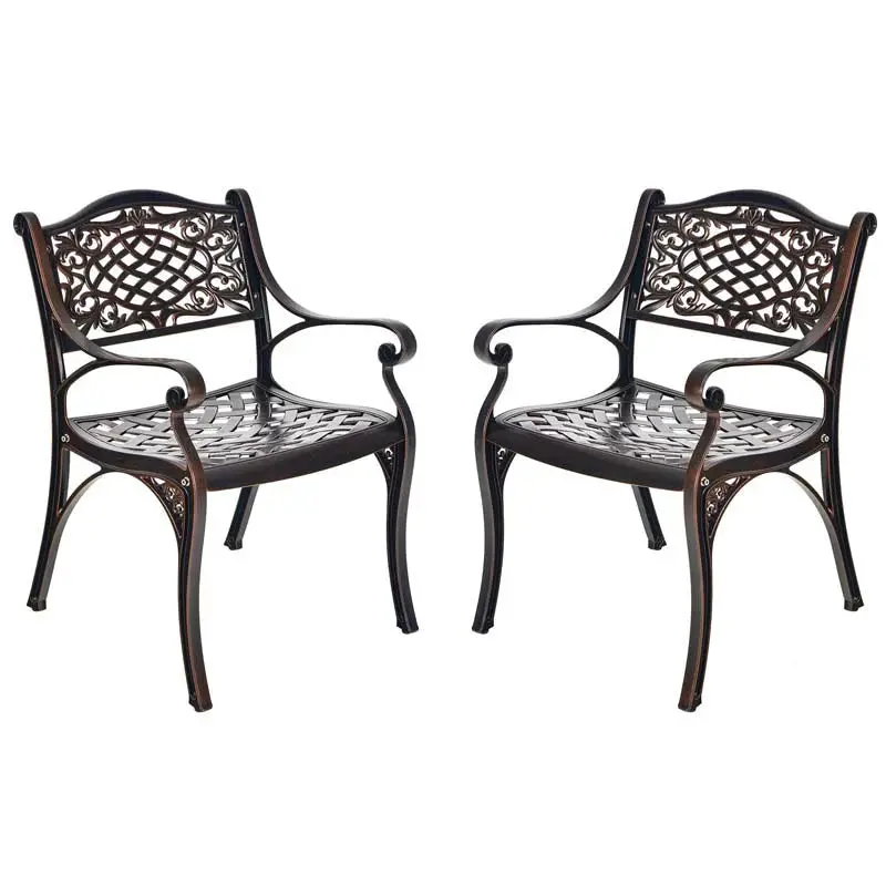 All-Weather Cast Aluminum Outdoor Dining Chairs, Set Of 2 – 23 in x 22 in x 32.5 in