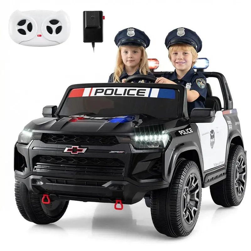 Chevrolet Kids’ 24V 2-Seater Police Ride-On Car, Black – 4WD