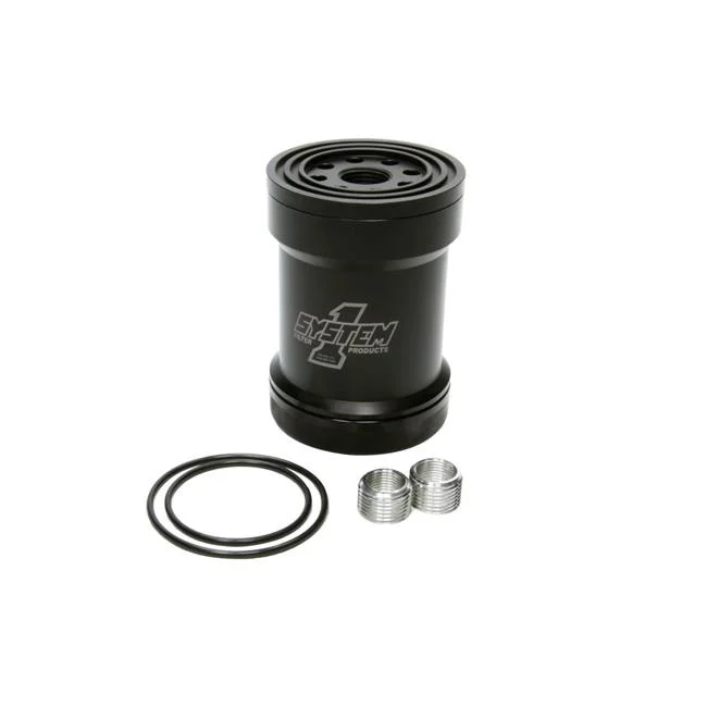 System One Billet Oil Filter With Cast Cap 45 Micron Black