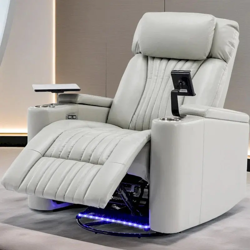 Power Recliner Chair With USB Charging Ports, Cup Holders And Swivel Tray Table – 270-Degree Swivel