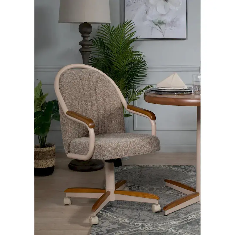 Swivel And Tilt Rolling Caster Chair With Cushioned Seat – Casual Dining Office Or Home Use
