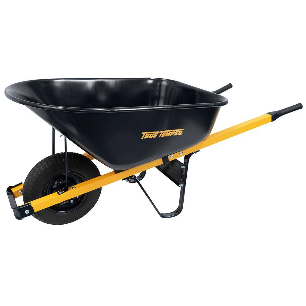 True Temper Steel Wheelbarrow 6 cu. ft. With Never Flat Tire And Steel Handles – R6STFFEC